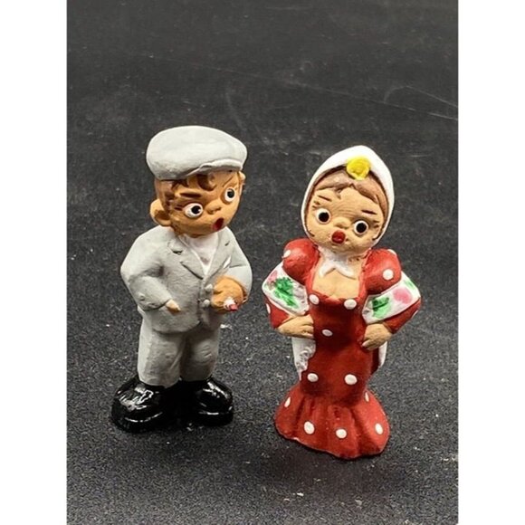 Spanish Flamenco Dancers Villagers Mud People Terra Cotta Alborox # 11 LOT 2 - Picture 1 of 9